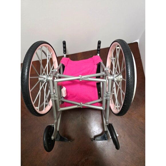 OG DOLL Pink Doll Wheelchair With Black Handles & Footrests - Picture 5 of 10